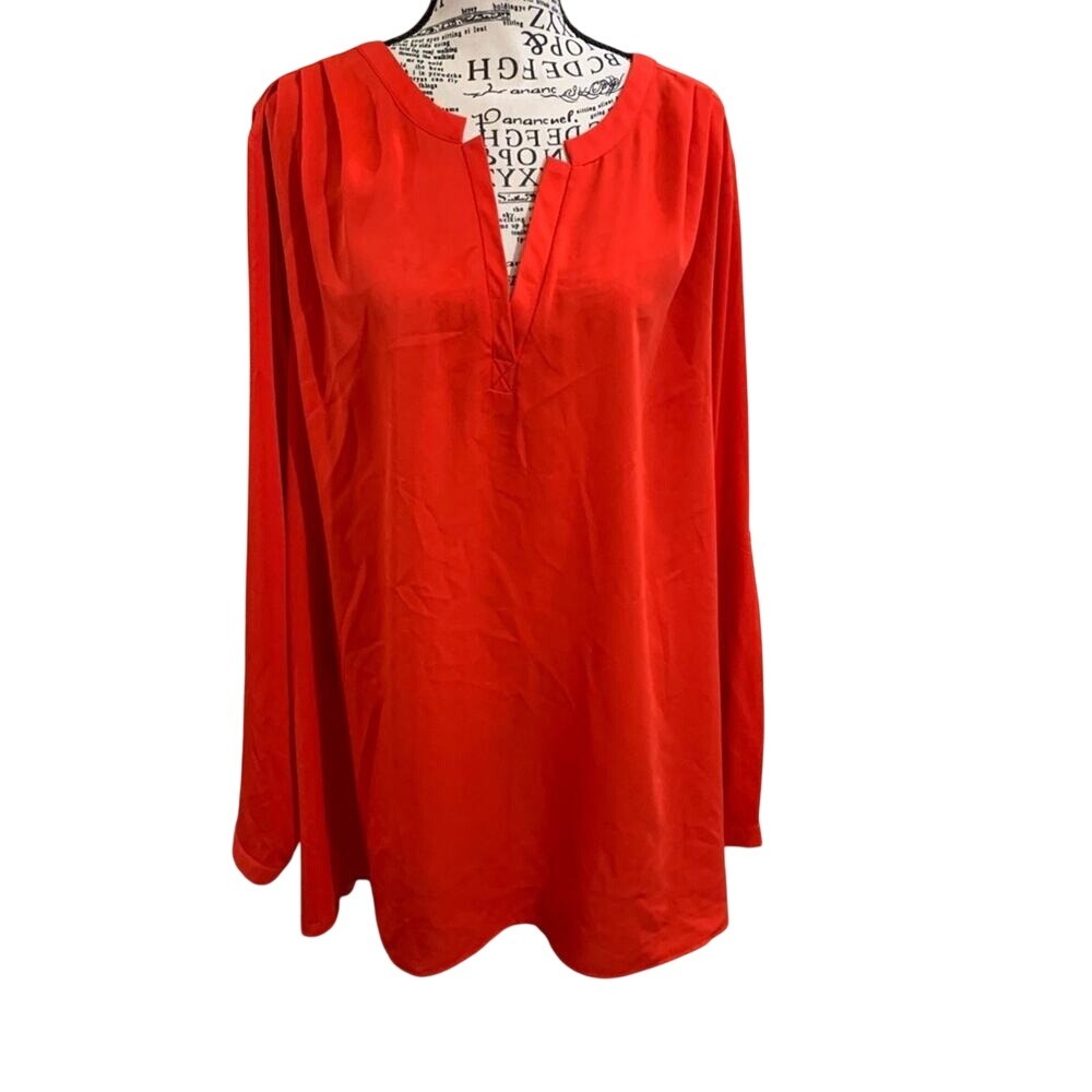 Lane Bryant Scarlet red long sleeve blouse plus  size 26 28 4X‎ New